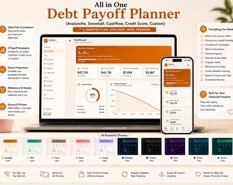 All in One Debt Payoff Tracker HTML App, Debt Snowball & Avalanche Planner, Interactive Debt Free Budget Tracker, Offline No Subscription