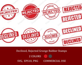 Rejected Declined Grunge Rubber Stamp Bundle Red and Black SVG PNG EPS | Distressed Stamps
