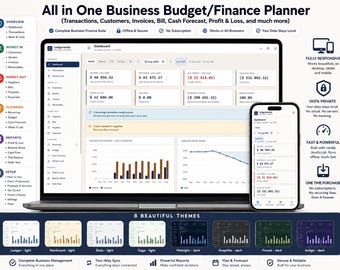 Business Finance Planner App | Invoice Tracker Bookkeeping Template | Profit Loss Cash Flow Expense Tax Management | Business Budget Website