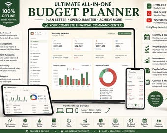 Ultimate Annual Personal Budget Planner Web App | Debt Tracker, Income & Expense, Sinking Fund, Investment, Net Worth and More