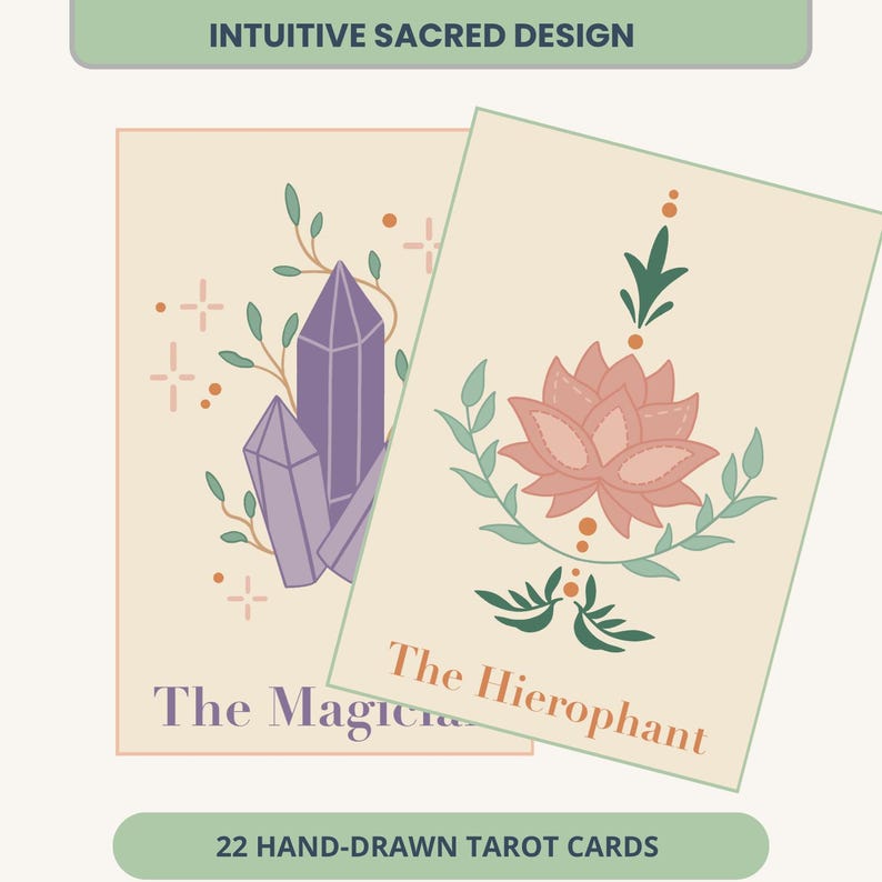Printable Tarot Deck Bundle: 44 Printable Major Arcana & Affirmation Cards, Suitable for Beginners (PDF)