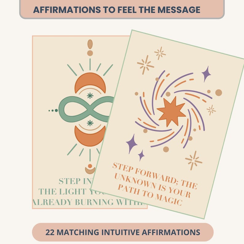 Printable Tarot Deck Bundle: 44 Printable Major Arcana & Affirmation Cards, Suitable for Beginners (PDF)