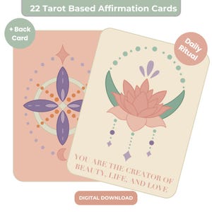 Carte dei Tarocchi per le donne / Set di Arcani Maggiori digitali con affermazioni sacre / Mazzo PDF stampabile per rituali, diario e chiarezza