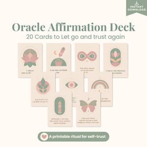 Printable Oracle Cards for Anxiety Relief Affirmation Deck Emotional Healing Mindfulness Ritual Spiritual Gift Self Trust Women Yoga Gift