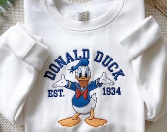 Sudadera bordada del Pato Donald, camiseta del Pato Donald (1934), sudadera de Donald, camiseta de viaje a Disney, camiseta de Mickey y sus amigos, camiseta de Disneyworld