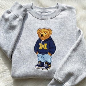 EMBROIDERED Bear Mascot Sweatshirt, College Team Crewneck, University Spirit Wear, Game Day Mascot Shirt, Custom Mascot Team Shirt image 1