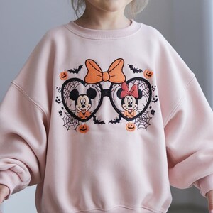 EMBROIDERED Mickey Minnie Locket Heart Halloween Sweatshirt, Toddler Disney Fall Outfit, Mickey Minnie  Spooky Season Tee, Disney Halloween