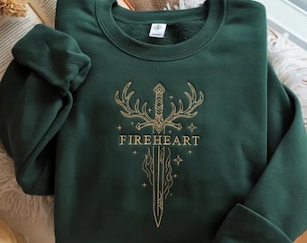 EMBROIDERED Fireheart Sweatshirt, Throne of Glass Merch, Aelin Galathynius Shirt, Romance Fantasy Reader Shirt Bookish Shirt,To Whatever End