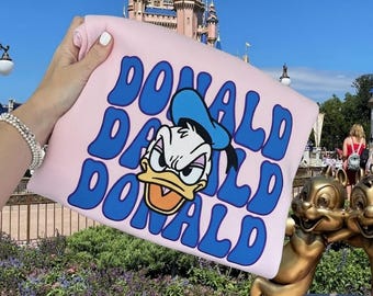 Moletom bordado do Pato Donald, Suéter Disney do Pato Donald, Camiseta retrô do Pato Donald, Camiseta de gola redonda para viagem à Disney, Roupa para a Disneylândia, Camiseta infantil da Disney