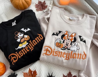 EMBROIDERED Mickey Minnie Halloween Couple Sweatshirts, Disneyland Halloween Shirt, Halloween Matching Tees, Mickey Minnie Ghost Shirt
