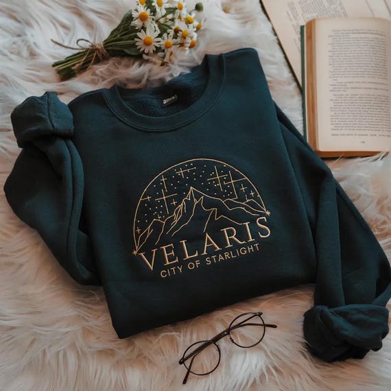 Velaris Embroidered Sweatshirt, ACOTAR Shirt, City of Starlight Crewneck, Sarah J Maas Merch, Fantasy Book Lover Gift, The Night Court Shirt