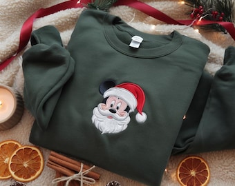 BESTICKTE Mickey Sweatshirt, Disney Weihnachten Pullover, Mickey Urlaub Shirt, Mickey sehr frohe Weihnachten Shirt, Disneyland Weihnachten