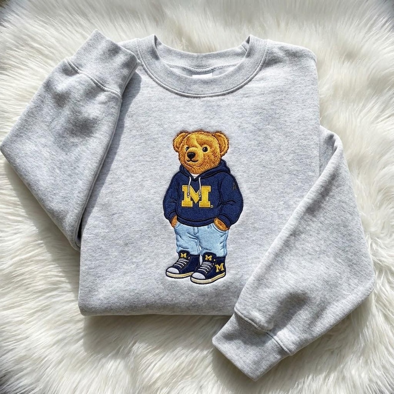 EMBROIDERED Bear Mascot Sweatshirt, College Team Crewneck, University Spirit Wear, Game Day Mascot Shirt, Custom Mascot Team Shirt image 1