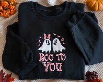 Chemise brodée Mickey Minnie Ghost, pull d'Halloween Disney, chemise Disney Boo to you, chemise de la saison effrayante, chemises de groupe Halloween
