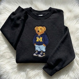 EMBROIDERED Bear Mascot Sweatshirt, College Team Crewneck, University Spirit Wear, Game Day Mascot Shirt, Custom Mascot Team Shirt image 2
