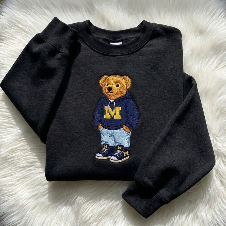 EMBROIDERED Bear Mascot Sweatshirt, College Team Crewneck, University Spirit Wear, Game Day Mascot Shirt, Custom Mascot Team Shirt image 2