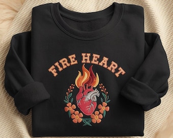 Fire Heart Embroidered Sweatshirt, Fantasy Book Lover Sweater, Throne of Glass Shirt, Aelin Galathynius Tshirt, To Whatever End Shirt
