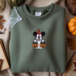 EMBROIDERED Mickey Halloween Sweatshirt, Disney Halloween Shirt, Mickey Mouse Halloween Shirt, Mickey Ghost Shirt, Spooky Season Shirt