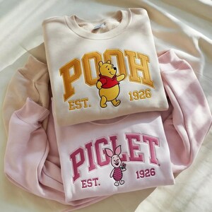 EMBROIDERED Pooh and Piglet Matching Sweatshirts, Winnie the Pooh Crewneck, Disney Best Friend Shirts, Couple Disney Outfit, Pooh Bear Shirt