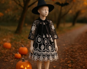 Handmade Girl's Witch Costume Dress: Halloween Outfit