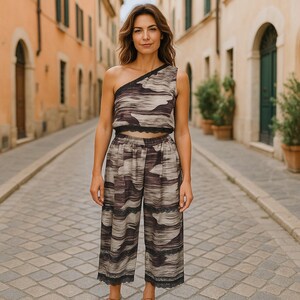 Handmade Boho Blouse and Pants Set: Vintage Style Summer Outfit