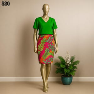 Handmade Boho Outfit: Green Blouse & Floral Midi Skirt Set