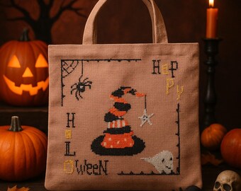 Handmade Halloween Candy Bag: Witch & Ghost Kids Tote
