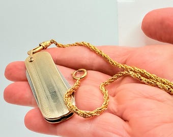 Vintage Gold Tone Pocketknife with File and Small Knife and 10 Inch Fob