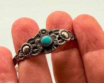 Vintage Thunderbird Turquoise Cuff Bracelet: Bell Trading Post, 1930s Child's Jewelry