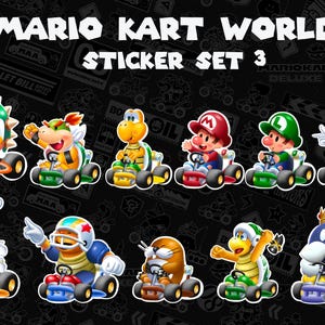 Mario Kart Sticker Set Wave 3 - Bowser, Bowser Jr., Koopa Troopa, Baby Mario, Baby Luigi, Waluigi, Wiggler, Hammer Bro., King Bob-omb