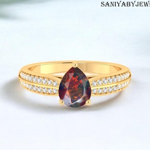 Anillo de bodas de ópalo negro etíope natural AAA para mujer, anillo de ópalo negro de fuego, anillo de promesa para ella, anillo de novia de oro de 14k, regalo de aniversario