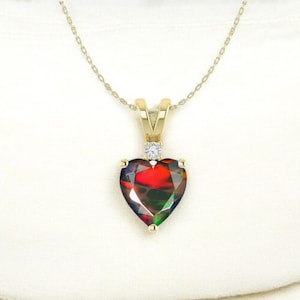 AAA Natural Ethiopian Black Opal heart&#39;pendant for women, Vintage Fire Opal Necklace, Minimalist pendant, Fire Opal Jewelry, gift for her