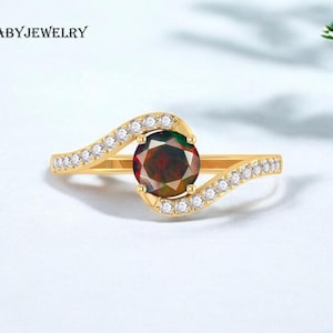 Anillo de bodas de ópalo negro etíope natural AAA para mujer, anillo de ópalo negro de fuego, anillo minimalista, anillo de oro, piedra natal de octubre, anillo de novia