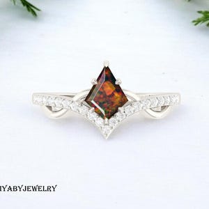 Anillo de ópalo negro etíope natural AAA para mujer, anillo de ópalo de fuego negro, anillo de ópalo con corte de cometa, anillo de oro, piedra de nacimiento de octubre, anillo de bodas de ópalo,