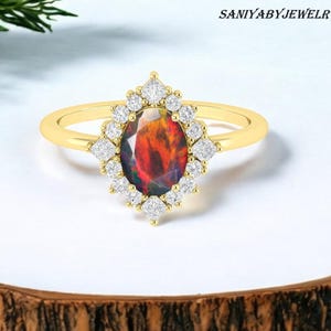 AAA Natural Ethiopian Black Opal Ring For Woman, Fire Opal Ring, Minimalist Ring, gold Ring, October Birthstone, Wedding Ring, Bridal Ring