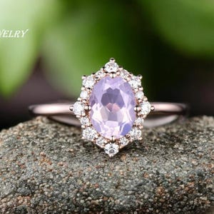 AAA Quality Lavender Amethyst Wedding Ring For Women, Vintage Antique Lavender Amethyst Engagement Ring, Promise Ring, Bridal Ring leaf Ring