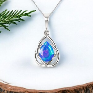 AAA Natural Ethiopian Blue Opal Necklace for women,Vintage Fire opal pendant, Blue Opal, Minimalist pendant, Fire Opal Jewelry, Gift for her