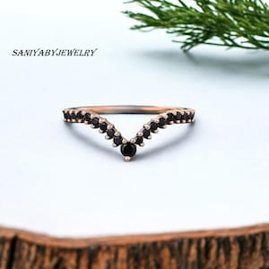 Vintage Black Onyx Wedding Ring For Women. Unique Black Onyx Engagement Ring, Art deco Black diamond Wedding Ring, Anniversary Gift For her