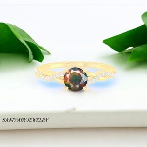 AAA Natural Ethiopian Black Opal Round Ring For Woman,black Fire Opal Ring, Minimalist Ring, Gold Ring, October Birthstone, Wedding Ring,