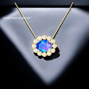 AAA Natural Ethiopian Blue Opal Necklace for women,Vintage Fire opal pendant, Blue Opal, Minimalist pendant, Fire Opal Jewelry, Gift for her