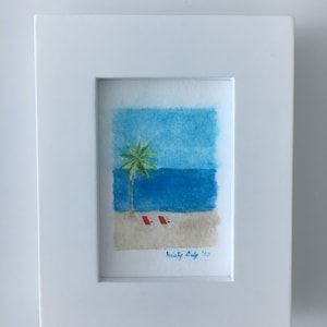 Beach Chairs Watercolor - Miniature Giclee Print