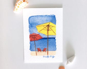 Acuarela de playa - Impresión giclée pequeña