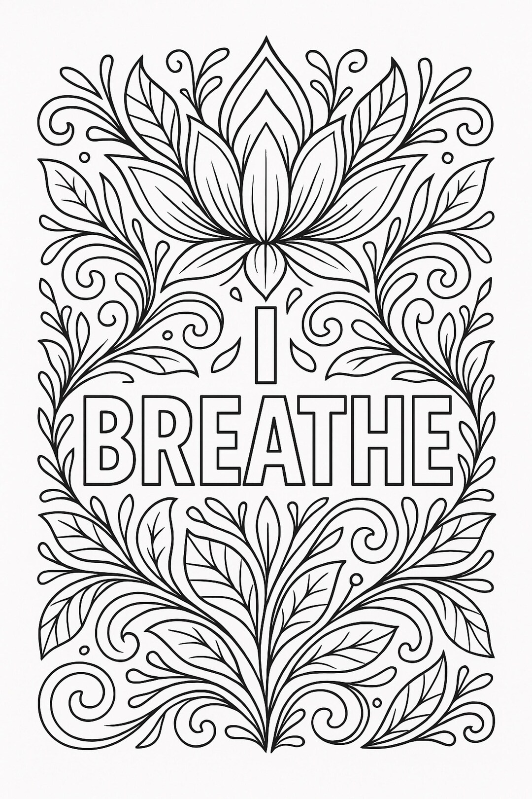 I Breathe - Inspirational Printable Coloring Page for Calm and Self ...