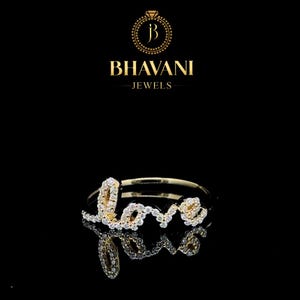 Anel de diamante Love, prata 925, presente romântico, joia para ela, anel de amor, aniversário, dia dos namorados, ouro rosa, pavé, anel com letras, casamento