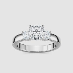 3 Stone Round Moissanite Engagement Ring, 3 Stone Silver diamond Ring, 925 Sterling SilverRing, 3 Stone Solitaire Wedding Ring, Ring For Her