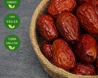 Sun Dried Organic Jujube | Chinese Red Dates, Vegan Snack