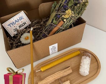 Spiritual Cleansing Kit – Smudge Bundle, Palo Santo & Beeswax Candle