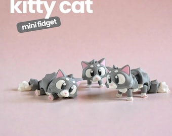 3D-geprint Kitty Cat Fidget-speeltje | Gelede kattenfiguur
