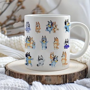 Bluey Characters Mug, Bluey Cartoon Mug, Funny Bluey Mug, Heeler Family Mug, Bluey Lovers Gift, Coffee Lovers Gift, Gift For Children