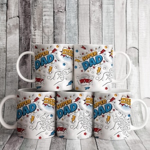 3D Super Dad Mug Special Edition, Comic Style Father’s Day Gift, Fun Coffee Cup for Dad from Kids, Gift For Dad, Hero Dad Comic Cup